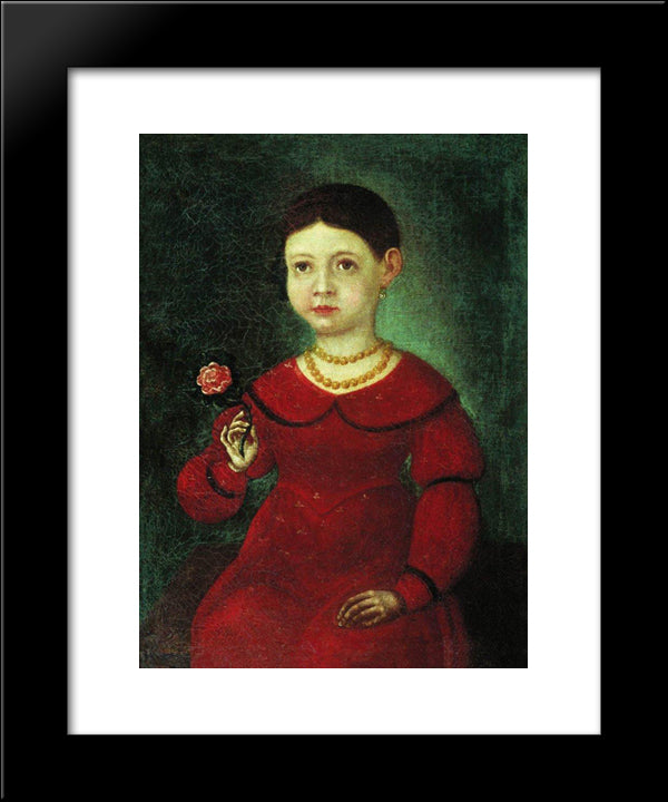 Portrait Of A Girl Evdokia Kuznetsova 20x24 Black Modern Wood Framed Art Print Poster by Bronnikov, Fyodor