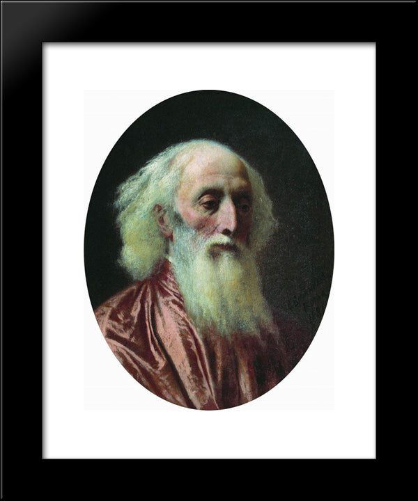 Portrait Of An Old Man In A Crimson Dress 20x24 Black Modern Wood Framed Art Print Poster by Bronnikov, Fyodor