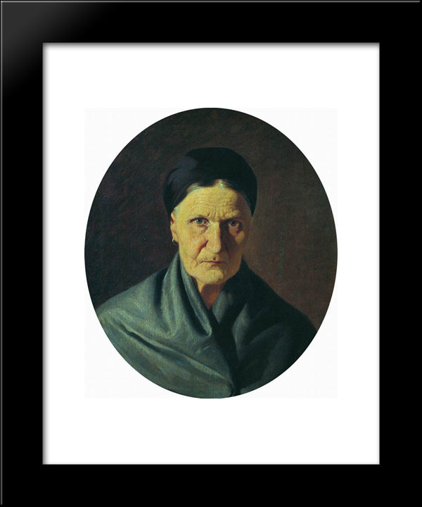 Portrait Of The Artist'S Mother 20x24 Black Modern Wood Framed Art Print Poster by Bronnikov, Fyodor