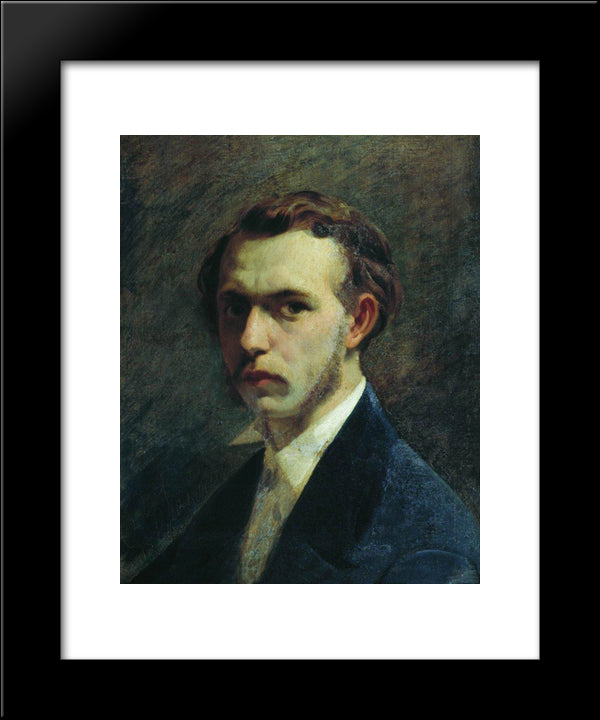 Self-Portrait Of The Artist In Youth 20x24 Black Modern Wood Framed Art Print Poster by Bronnikov, Fyodor