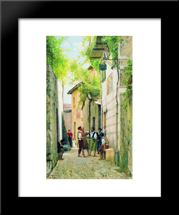 Street In Italian Town 20x24 Black Modern Wood Framed Art Print Poster by Bronnikov, Fyodor