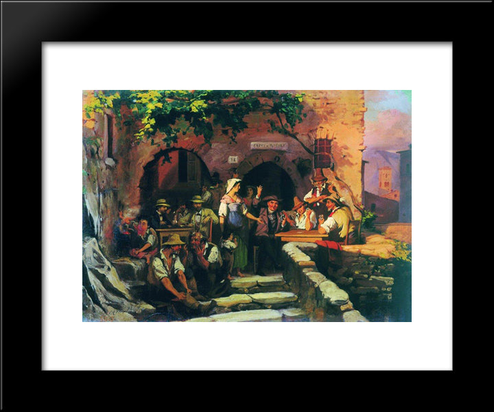 The Italian Tavern 20x24 Black Modern Wood Framed Art Print Poster by Bronnikov, Fyodor