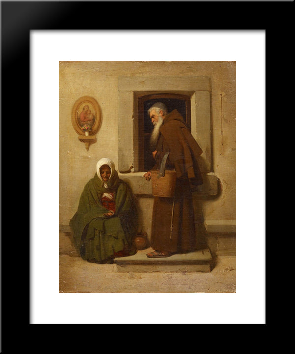 The Monk And The Beggar 20x24 Black Modern Wood Framed Art Print Poster by Bronnikov, Fyodor