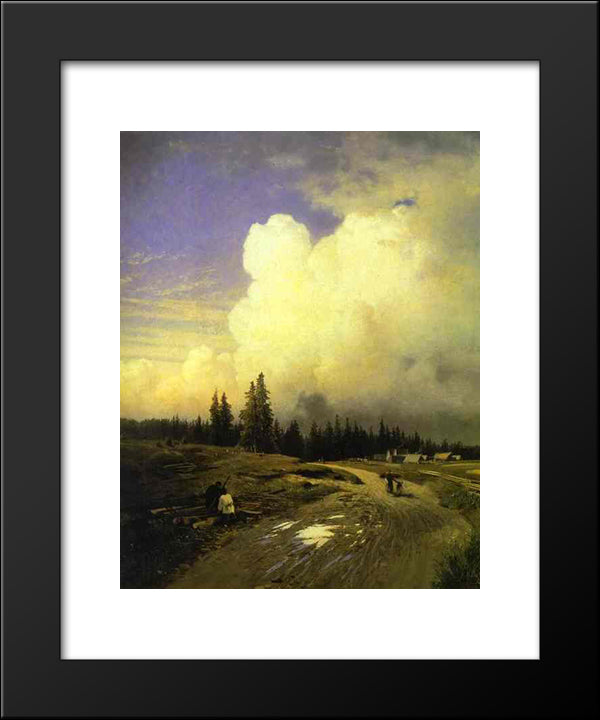 After A Thunderstorm 20x24 Black Modern Wood Framed Art Print Poster by Vasilyev, Fyodor