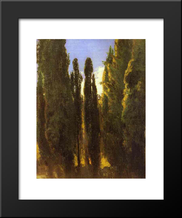 Cypresses In The Crimea 20x24 Black Modern Wood Framed Art Print Poster by Vasilyev, Fyodor