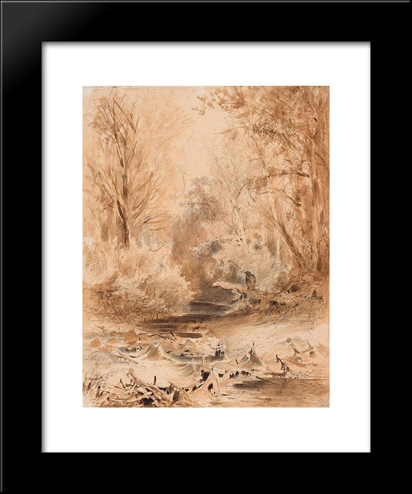 In The Mountain Of The Crimea. Brook 20x24 Black Modern Wood Framed Art Print Poster by Vasilyev, Fyodor