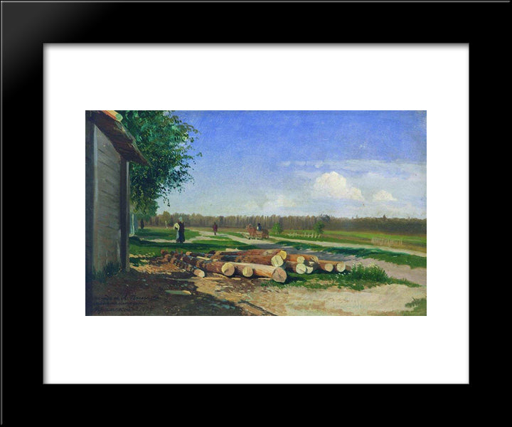 Logs By The Road 20x24 Black Modern Wood Framed Art Print Poster by Vasilyev, Fyodor