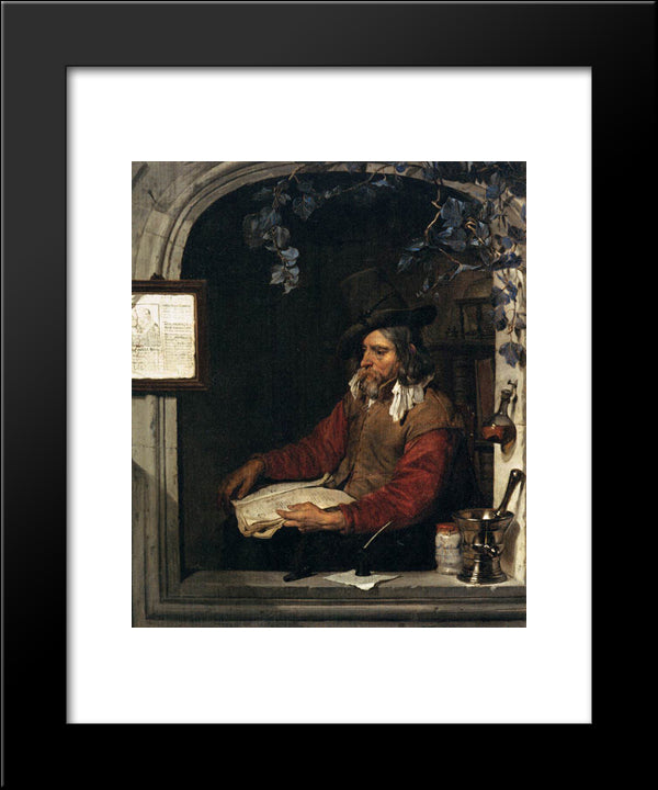 The Apothecary (The Chemist) 20x24 Black Modern Wood Framed Art Print Poster by Metsu, Gabriel