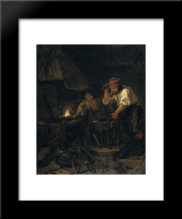 The Armorer 20x24 Black Modern Wood Framed Art Print Poster by Metsu, Gabriel