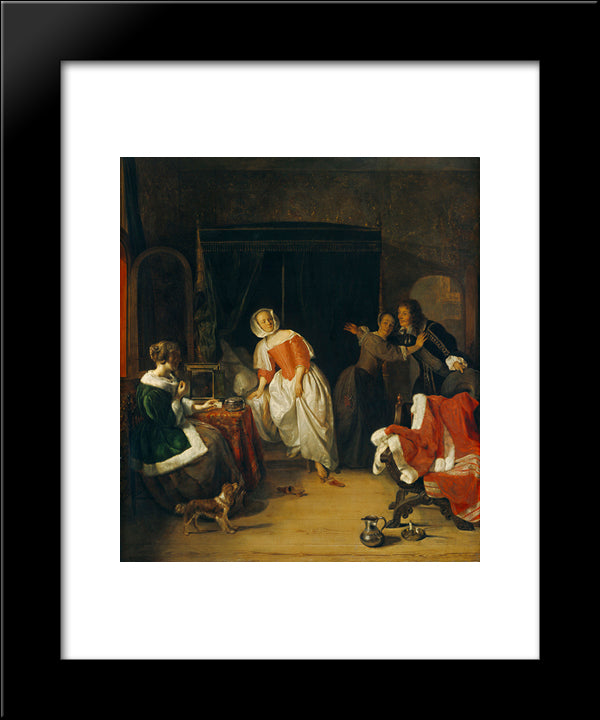 The Intruder 20x24 Black Modern Wood Framed Art Print Poster by Metsu, Gabriel