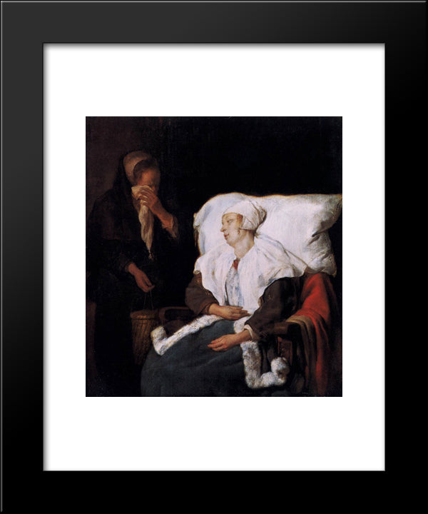 The Sick Girl 20x24 Black Modern Wood Framed Art Print Poster by Metsu, Gabriel