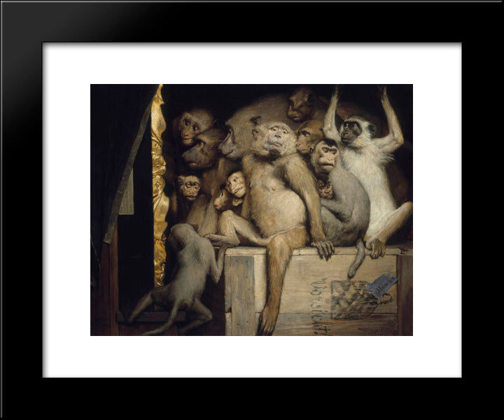 Monkeys As Judges Of Art 20x24 Black Modern Wood Framed Art Print Poster by Max, Gabriel von