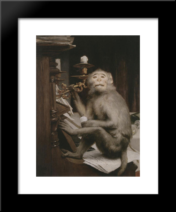 Monkeys At The Piano 20x24 Black Modern Wood Framed Art Print Poster by Max, Gabriel von