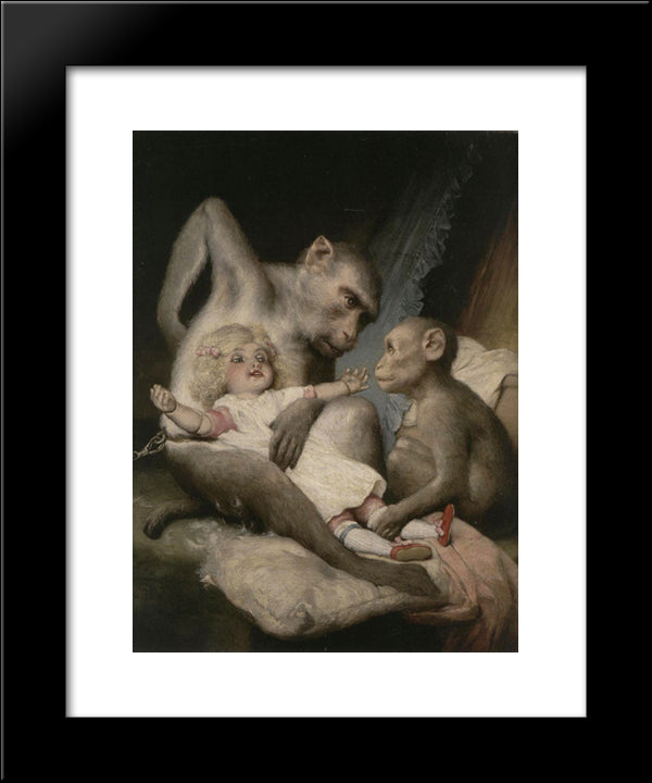 Monkeys Doll 20x24 Black Modern Wood Framed Art Print Poster by Max, Gabriel von