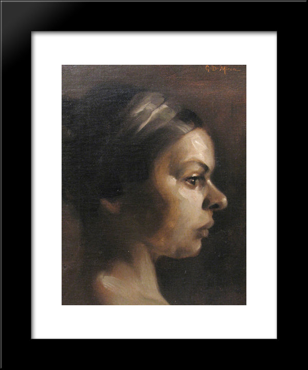 Woman Profile 20x24 Black Modern Wood Framed Art Print Poster by Mirea, George Demetrescu