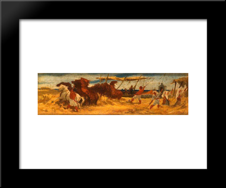 Threshing Corn 20x24 Black Modern Wood Framed Art Print Poster by Mason, George Hemming