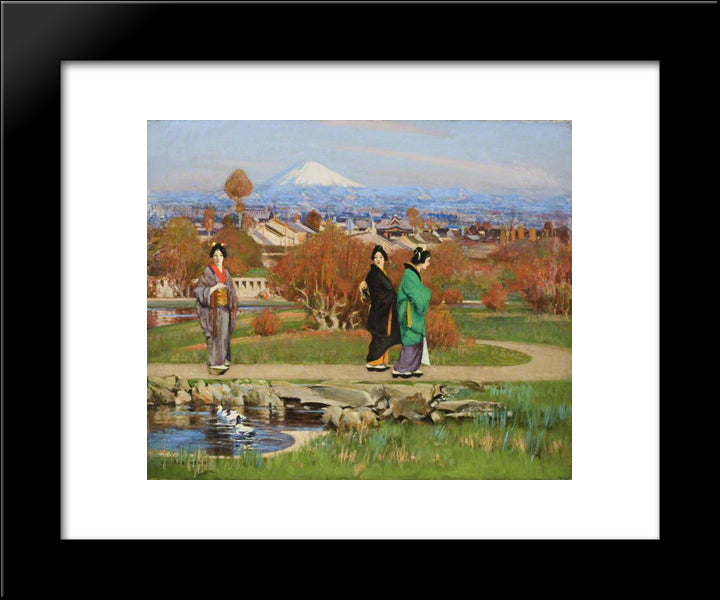 In A Tokyo Garden 20x24 Black Modern Wood Framed Art Print Poster by Henry, George