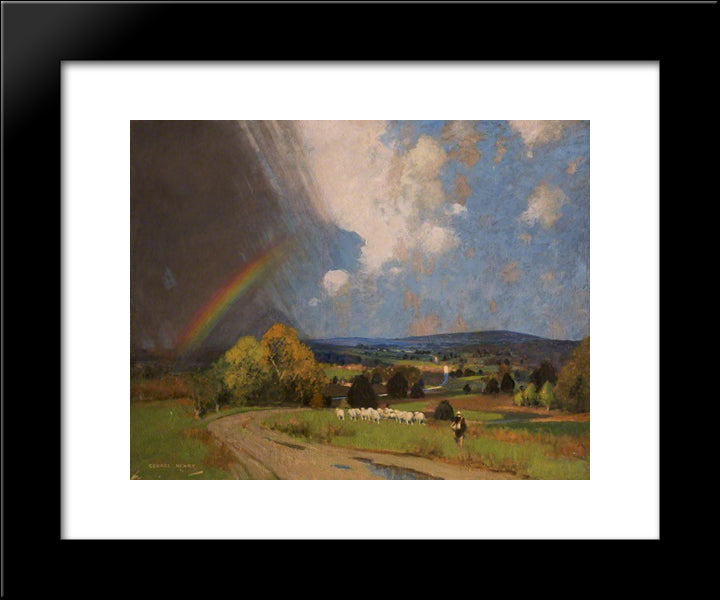 Landscape With Rainbow 20x24 Black Modern Wood Framed Art Print Poster by Henry, George