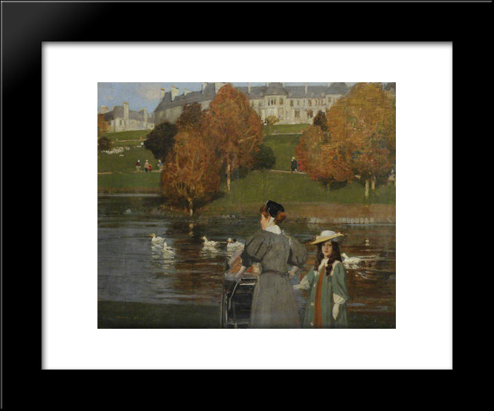 Nursemaid In Kelvingrove Park 20x24 Black Modern Wood Framed Art Print Poster by Henry, George