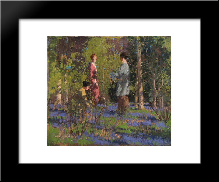 Picking Bluebells 20x24 Black Modern Wood Framed Art Print Poster by Henry, George