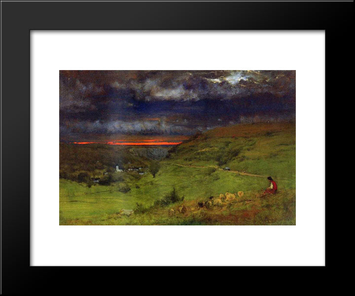 Sunset At Etretat 20x24 Black Modern Wood Framed Art Print Poster by Inness, George