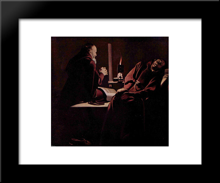 St. Francis In Extasy, Also CalledÃÃ
¡ The Praying Monk Beside The Dying Monk 20x24 Black Modern Wood Framed Art Print Poster by La Tour, Georges de