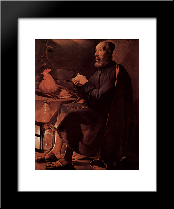 The Tears Of St. Peter, Also CalledÃÃ
¡ Repenting Of St. Peter 20x24 Black Modern Wood Framed Art Print Poster by La Tour, Georges de