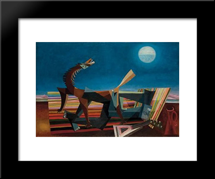 Hommage Au Douanier Rousseau, Le Reve De La Bohemienne Endormie 20x24 Black Modern Wood Framed Art Print Poster by Papazoff, Georges