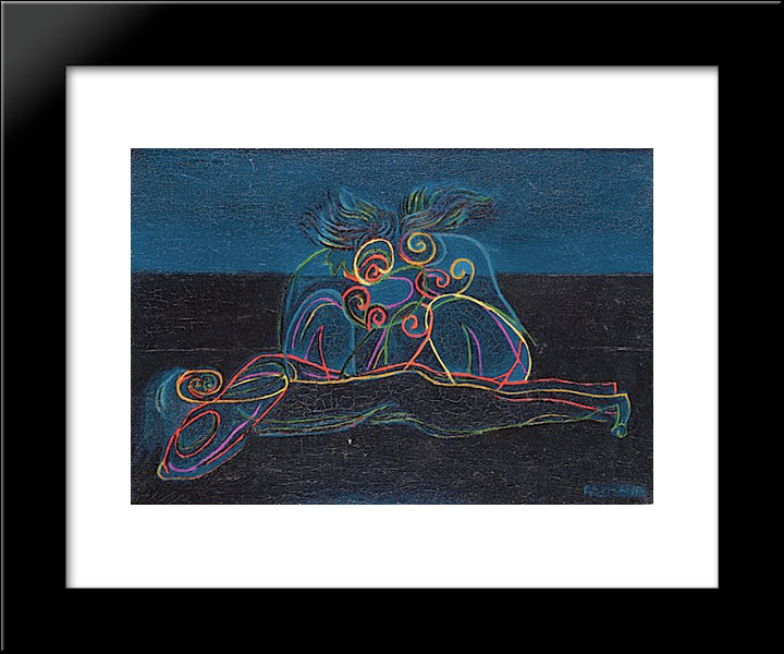 Trois Figures 20x24 Black Modern Wood Framed Art Print Poster by Papazoff, Georges