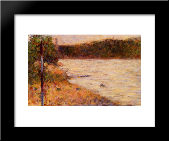 A River Bank (The Seine At Asnieres) 20x24 Black Modern Wood Framed Art Print Poster by Seurat, Georges