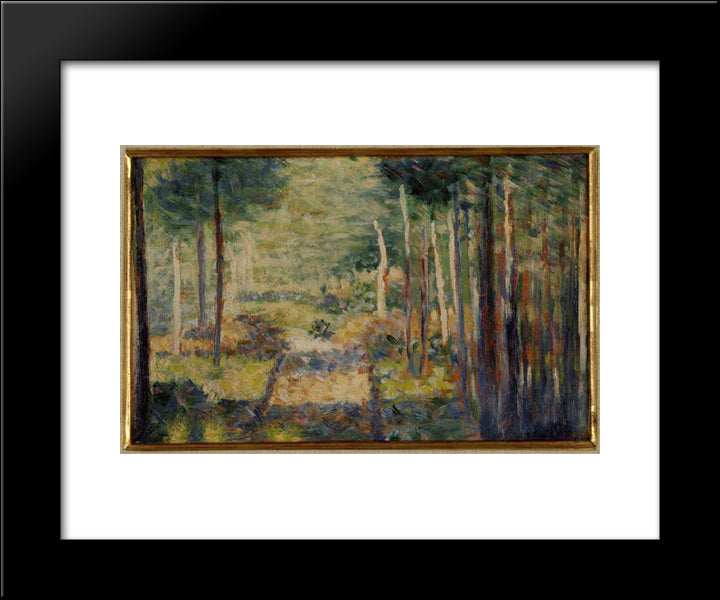 Alley In The Forest, Barbizon 20x24 Black Modern Wood Framed Art Print Poster by Seurat, Georges