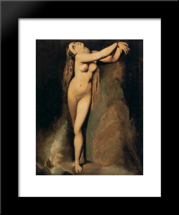 Angelica At The Rock (After Ingres) 20x24 Black Modern Wood Framed Art Print Poster by Seurat, Georges