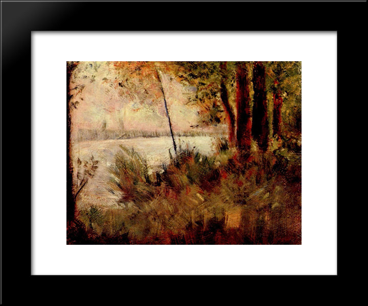 Grassy Riverbank 20x24 Black Modern Wood Framed Art Print Poster by Seurat, Georges