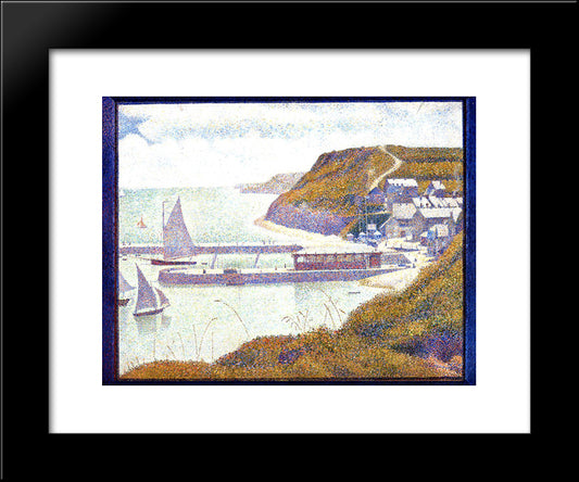 Harbour At Port-En-Bessin At High Tide 20x24 Black Modern Wood Framed Art Print Poster by Seurat, Georges