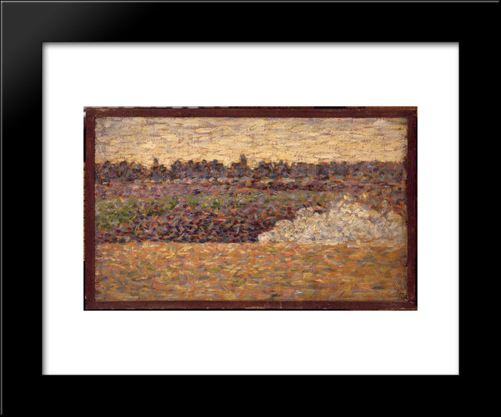 Landscape At Grandcamp 20x24 Black Modern Wood Framed Art Print Poster by Seurat, Georges