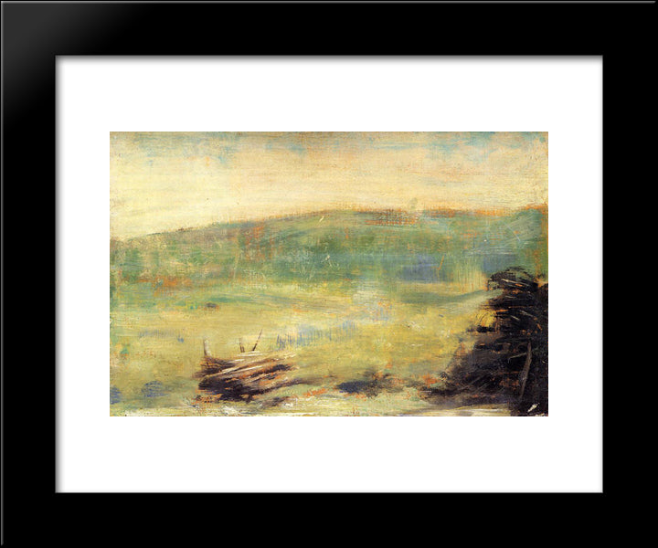 Landscape At Saint-Ouen 20x24 Black Modern Wood Framed Art Print Poster by Seurat, Georges