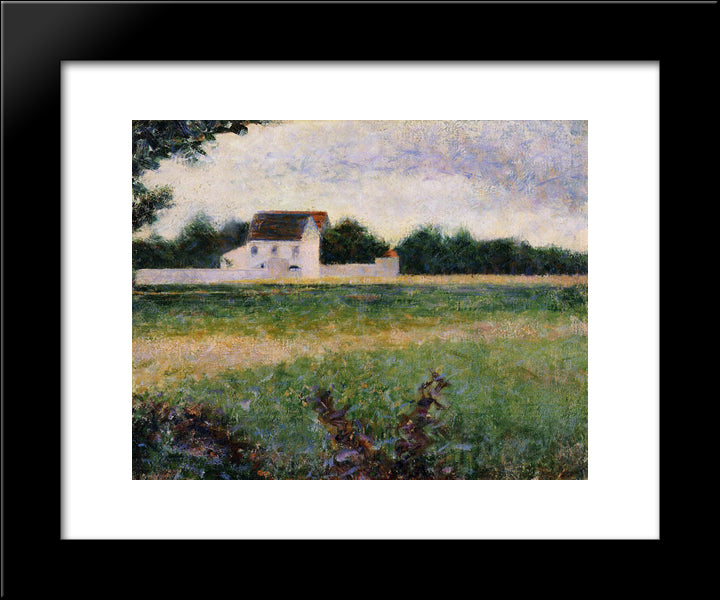 Landscape In The Ile-De-France 20x24 Black Modern Wood Framed Art Print Poster by Seurat, Georges