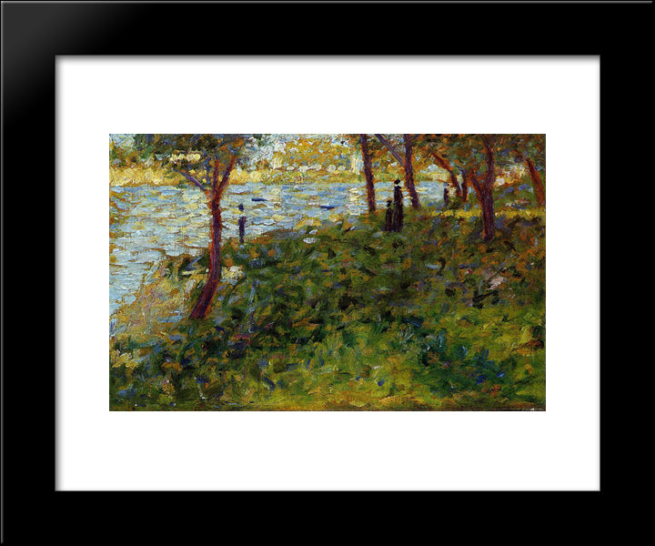 Landscape With Figure. Study For 'La Grande Jatte' 20x24 Black Modern Wood Framed Art Print Poster by Seurat, Georges