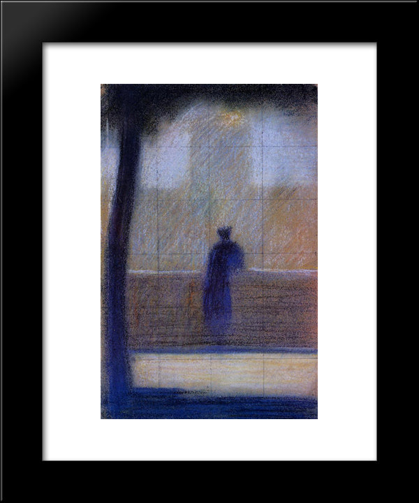 Man Leaning On A Parapet 20x24 Black Modern Wood Framed Art Print Poster by Seurat, Georges