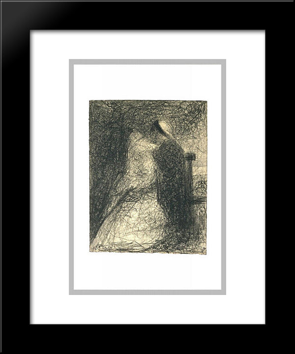 Nurse Sitting Holding Her Baby 20x24 Black Modern Wood Framed Art Print Poster by Seurat, Georges