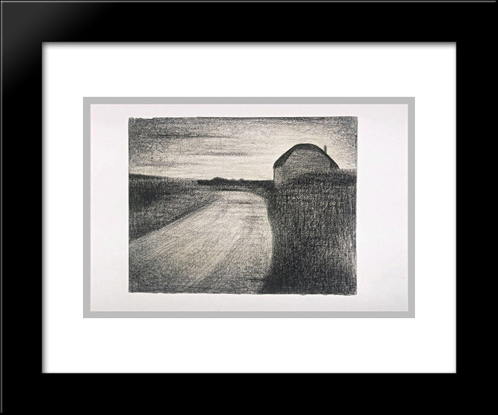 On The Road 20x24 Black Modern Wood Framed Art Print Poster by Seurat, Georges