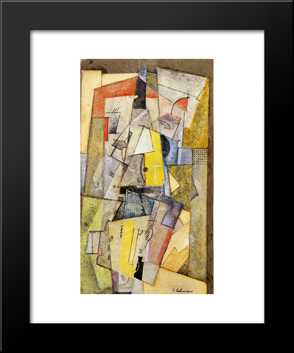 Cubist Composition 20x24 Black Modern Wood Framed Art Print Poster by Dubuffet, Jean