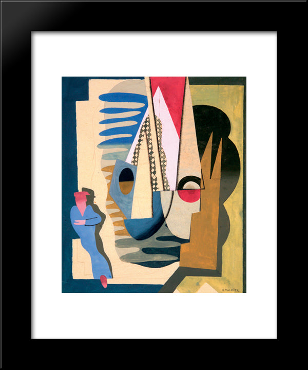 Marin Et Bateaux 20x24 Black Modern Wood Framed Art Print Poster by Valmier, Georges