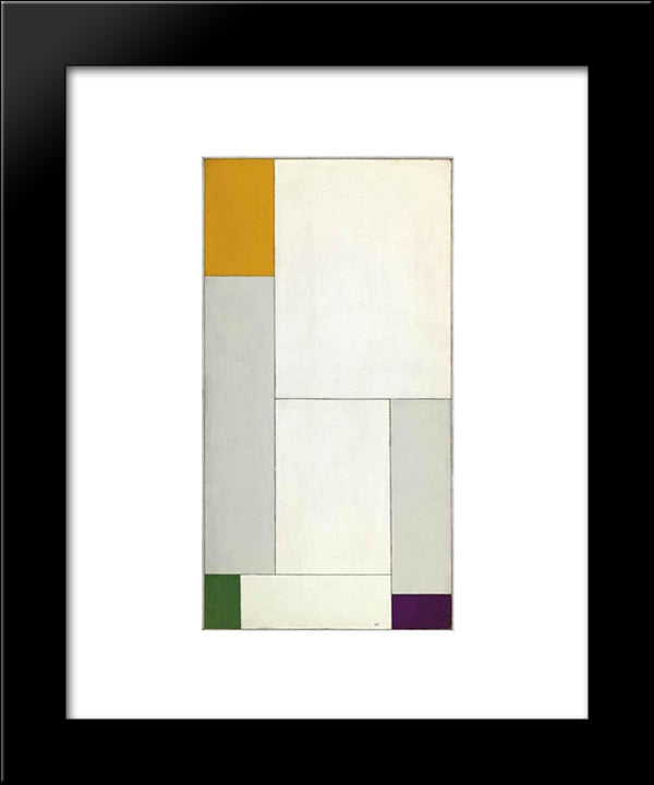 Composition Emanante De L'Equation Y= - Ax2+Bx+18 Avec Accord De L'Orange - Vert - Violet 20x24 Black Modern Wood Framed Art Print Poster by Vantongerloo, Georges