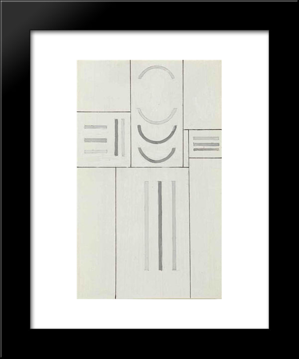 Fonction De Lignes, Courbes Et Droites 20x24 Black Modern Wood Framed Art Print Poster by Vantongerloo, Georges