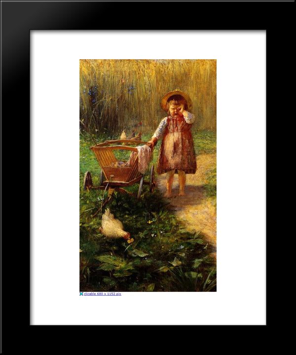 Child With Cart 20x24 Black Modern Wood Framed Art Print Poster by Jakobides, Georgios