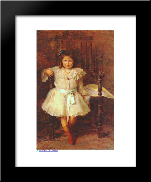 Portrait Of Young Girl 20x24 Black Modern Wood Framed Art Print Poster by Jakobides, Georgios