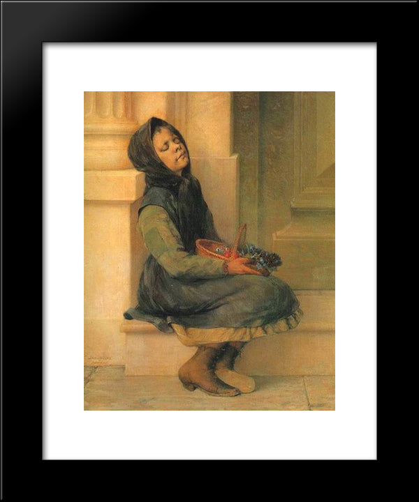 The Flower Seller 20x24 Black Modern Wood Framed Art Print Poster by Jakobides, Georgios