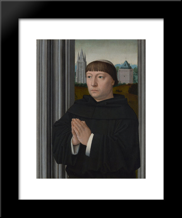 An Augustinian Friar Praying 20x24 Black Modern Wood Framed Art Print Poster by David, Gerard