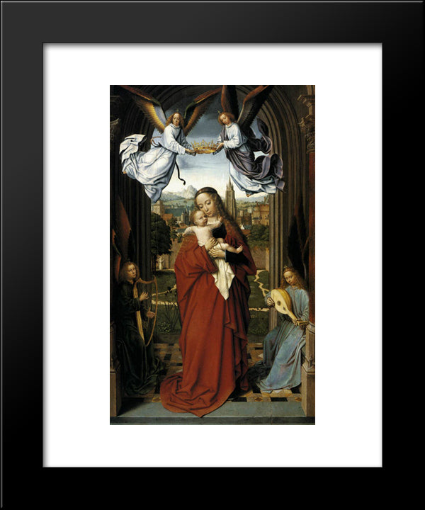 Virgin And Child With Four Angels 20x24 Black Modern Wood Framed Art Print Poster by David, Gerard